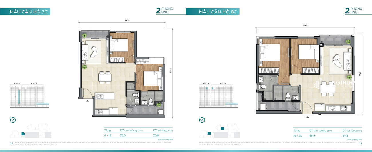 Thiết kế căn hộ 68m² - 75m² Dlusso Quận 2